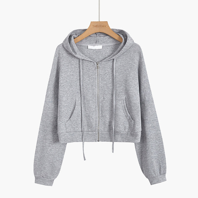 Veste Sweat court à capuche avec zip 5 coloris au choix