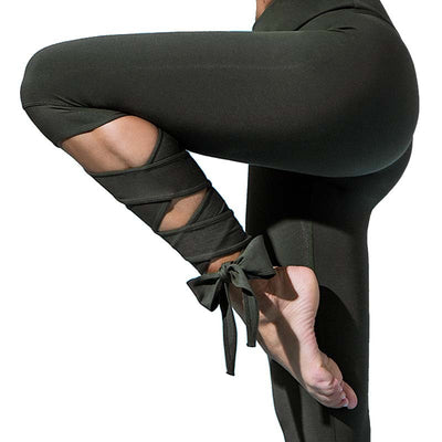 Legging avec lacets coloris noir ou kaki
