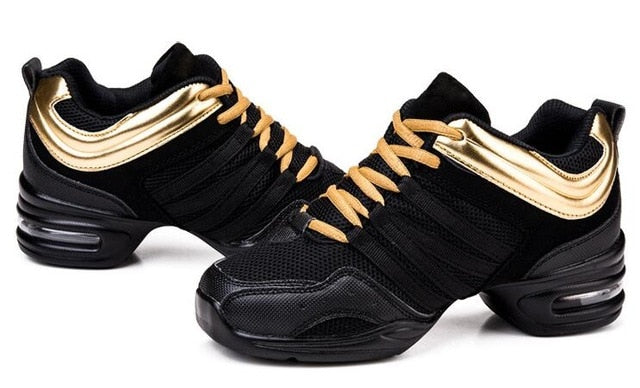 Baskets Sneakers Jazz Hip Hop Fitness avec talons pour adulte 4 coloris au choix: noir, noir et or, noir et rouge, blanc - Dance Store