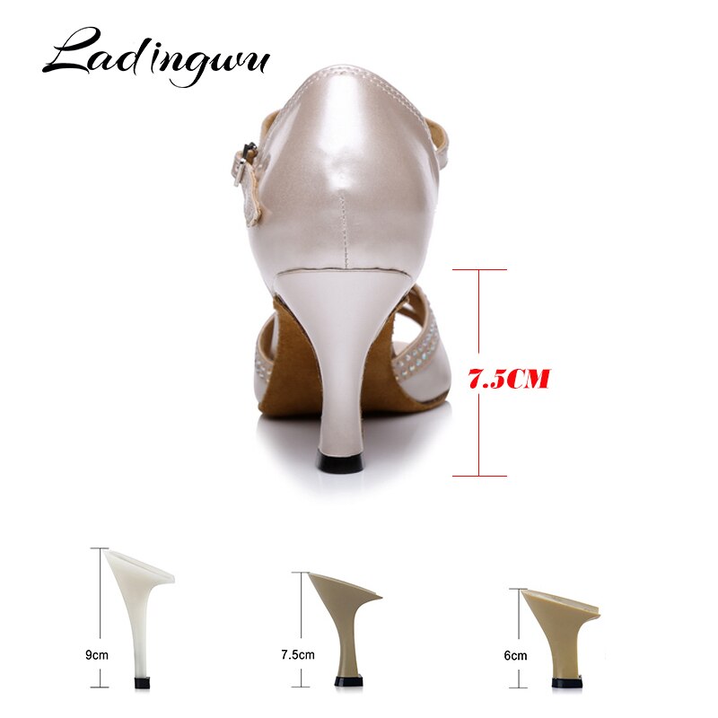 Chaussures de danse pour femme coloris beige avec strass  - Talons personnalisables: plusieurs hauteurs disponibles : de 6 à 9 cm - Dance Store