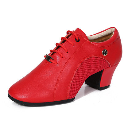 Chaussures de danse - Sneakers en cuir pour femme - 2 coloris au choix: noir ou rouge - Talons de 5cm - 2 Modèles au choix: pour danse en extérieur / pour danse à l'intérieur - Dance Store