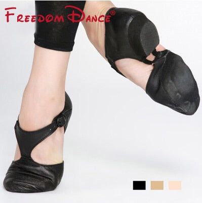 Chaussons de danse - Sneakers en cuir réglable pour danse Jazz avec petit talon pour femme - 3 coloris au choix: noir, chair, tan - Dance Store